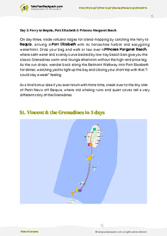 example page 4 from our offline Travel Guide for Saint Vincent and the Grenadines